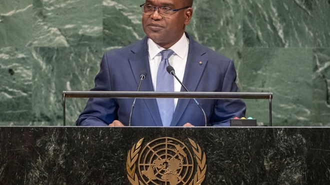 Le Ministre des affaires étrangères du Burkina Faso, Alpha Barry, devant l'Assemblée générale des Nations Unies