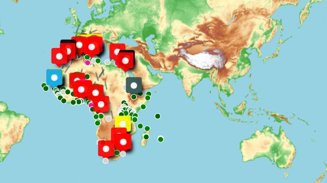 Cette carte permet de suivre en temps réel l'évolution de l'épidémie de Covid-19 en Afrique