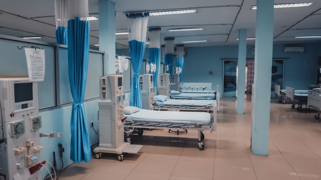 Des lits dans un hôpital